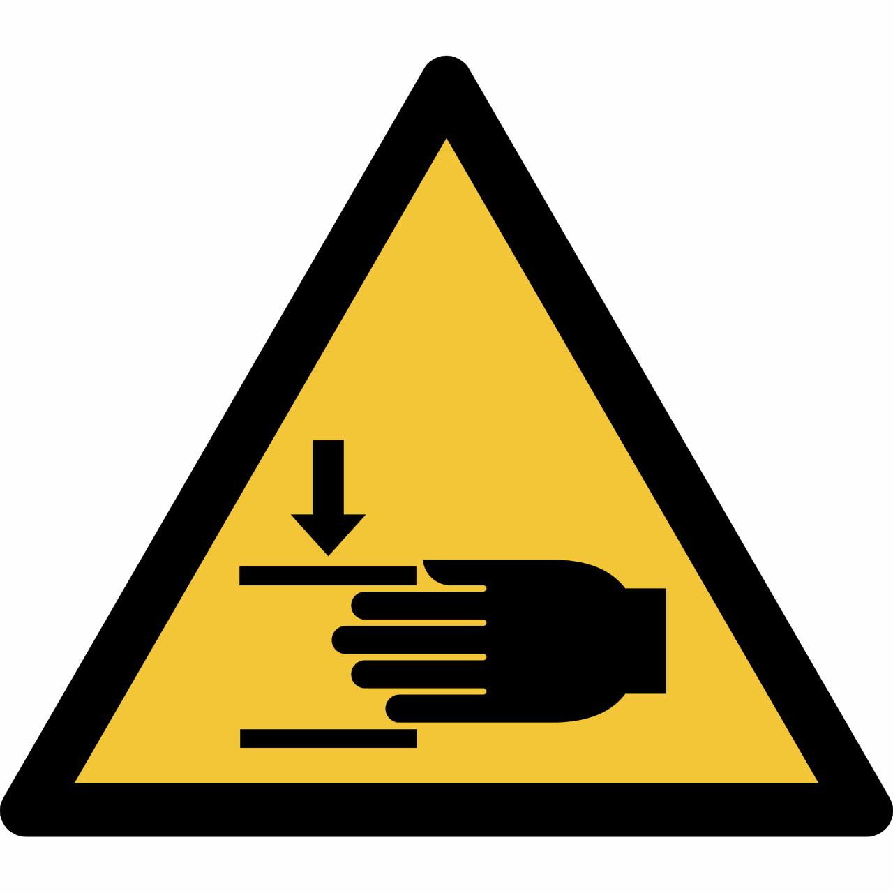 Pictogram bordje Waarschuwing: klemgevaar voor handen, 300 x 264 mm