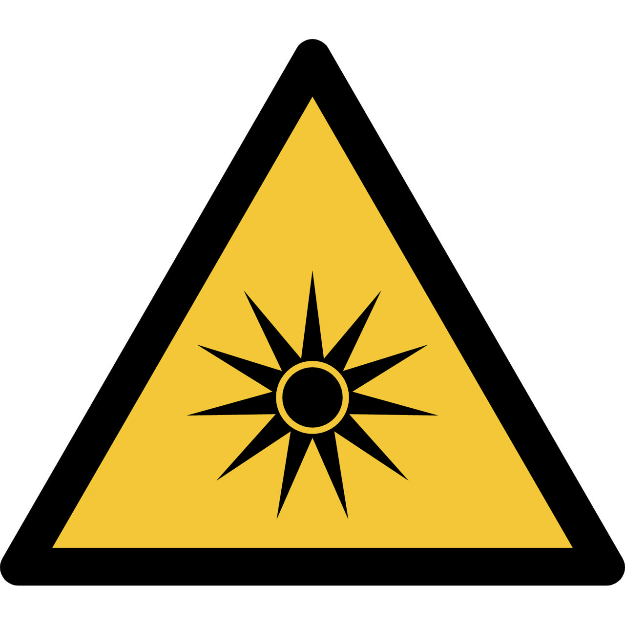 Pictogram bordje Waarschuwing: optische straling, 150 x 133 mm