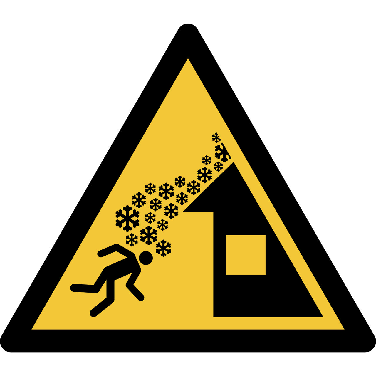 Pictogram bordje Waarschuwing: daklawine, 150 x 133 mm