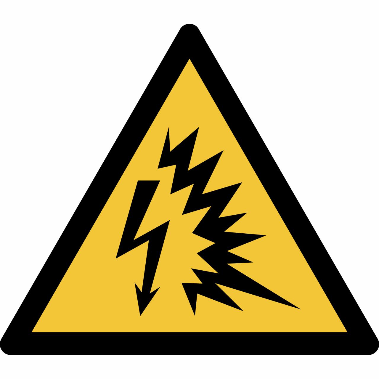 Pictogram bordje Waarschuwing: vlamboog, 150 x 133 mm