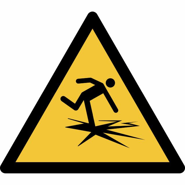 Pictogram bordje Waarschuwing: dun ijs, 150 x 133 mm