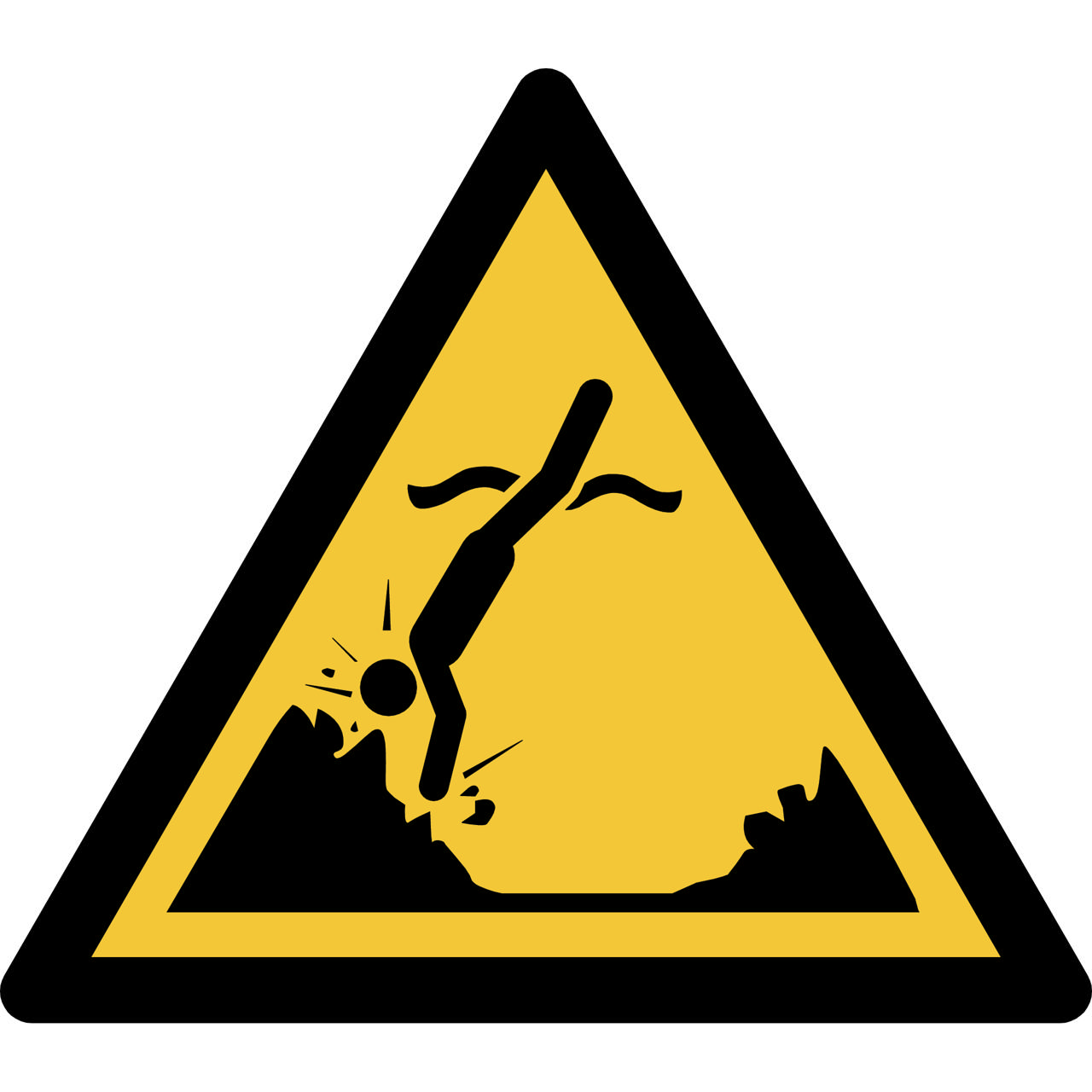 Pictogram bordje Waarschuwing: onderwater objecten, 150 x 133 mm