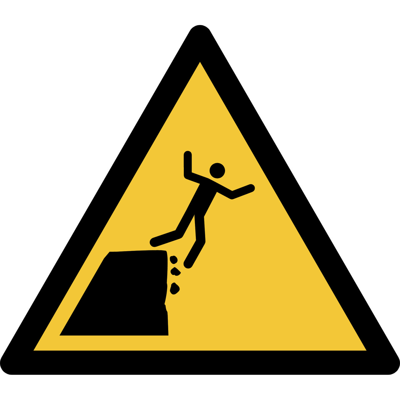 Pictogram bordje Waarschuwing: onstabiele klifrand, 150 x 133 mm