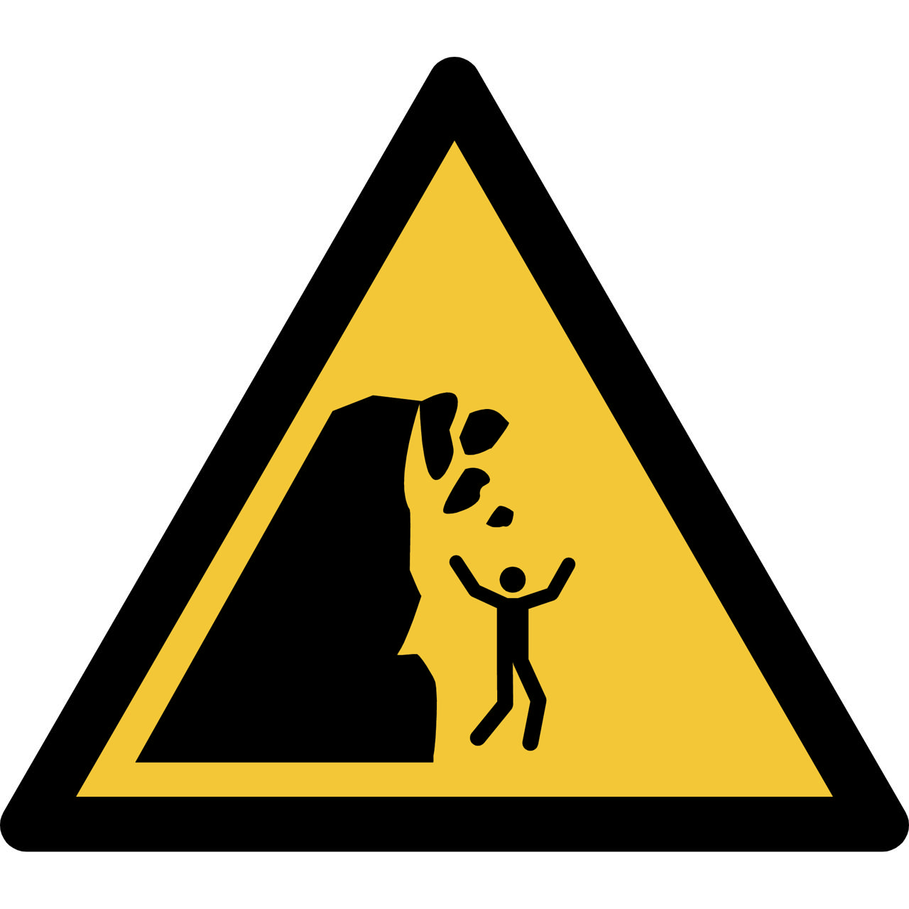 Pictogram bordje Waarschuwing: Onstabiele klif, 150 x 133 mm