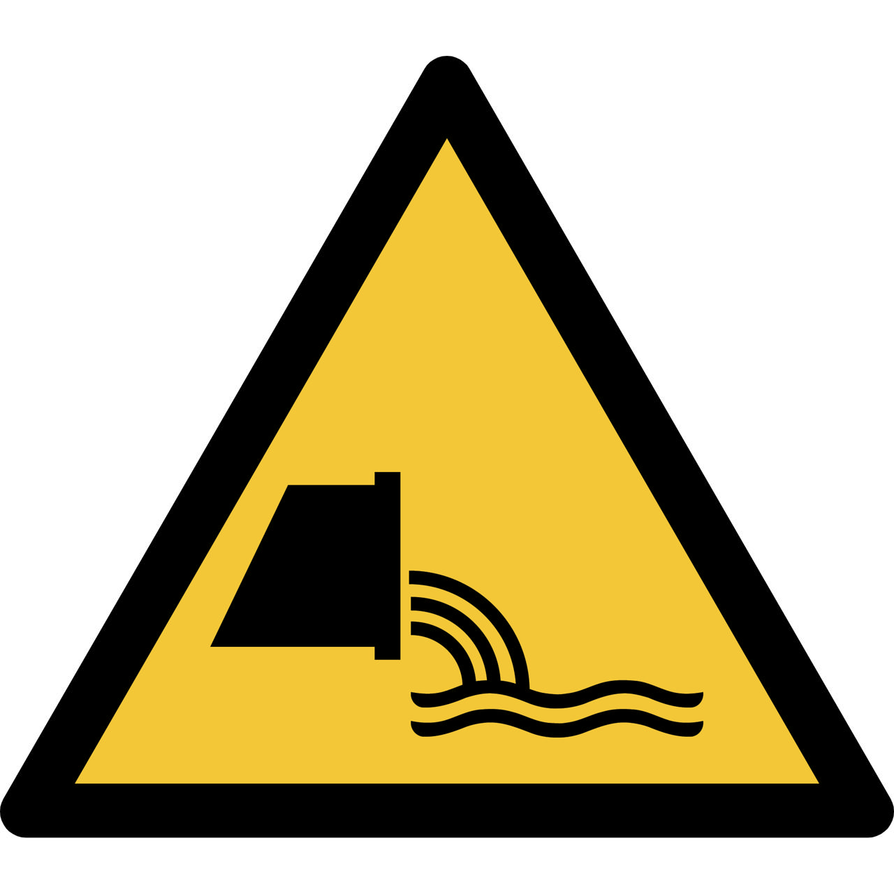 Pictogram bordje Waarschuwing: rioolwaterafvoer, 150 x 133 mm