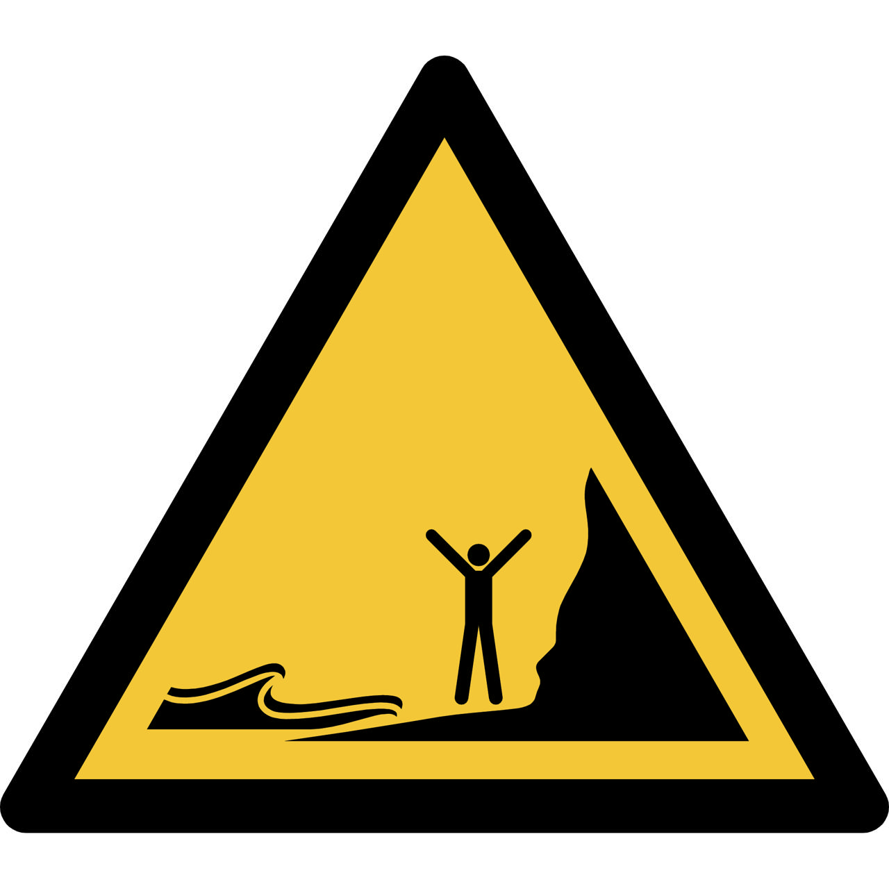 Pictogram bordje Waarschuwing: golven, 150 x 133 mm