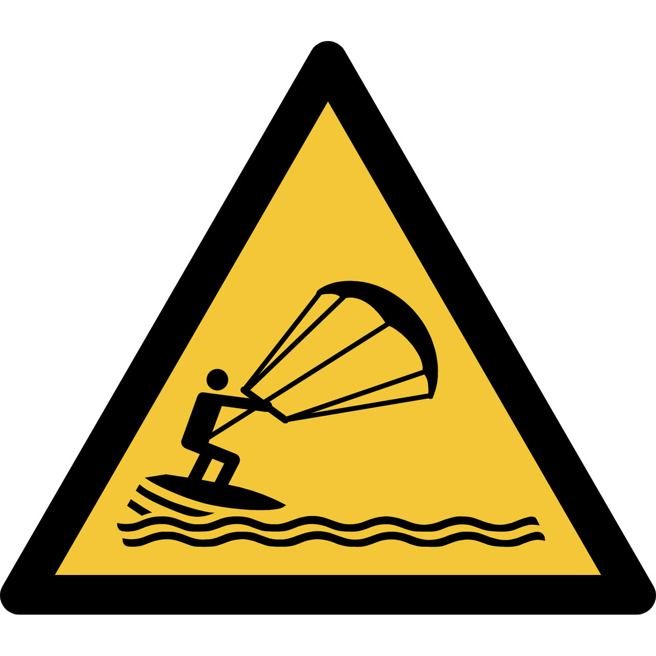 Pictogram bordje Waarschuwing: kitesurfers, 150 x 133 mm