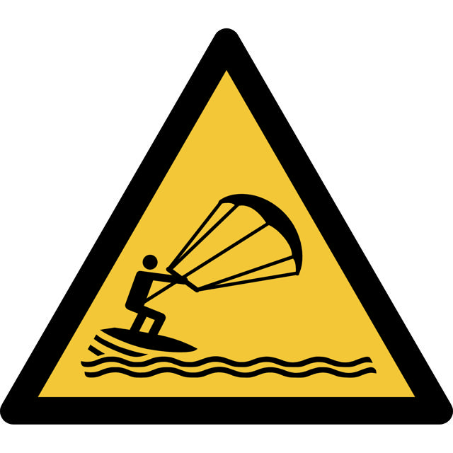 Pictogram bordje Waarschuwing: kitesurfers, 300 x 264 mm