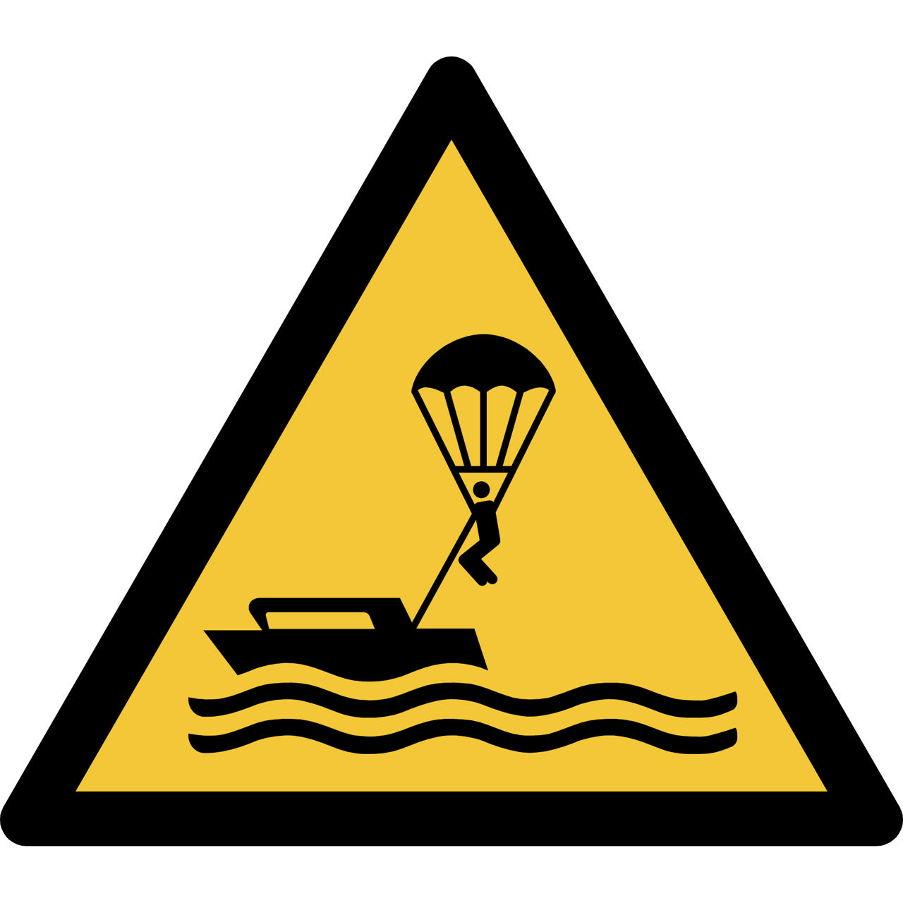 Pictogram bordje Waarschuwing: parasailing, 300 x 264 mm