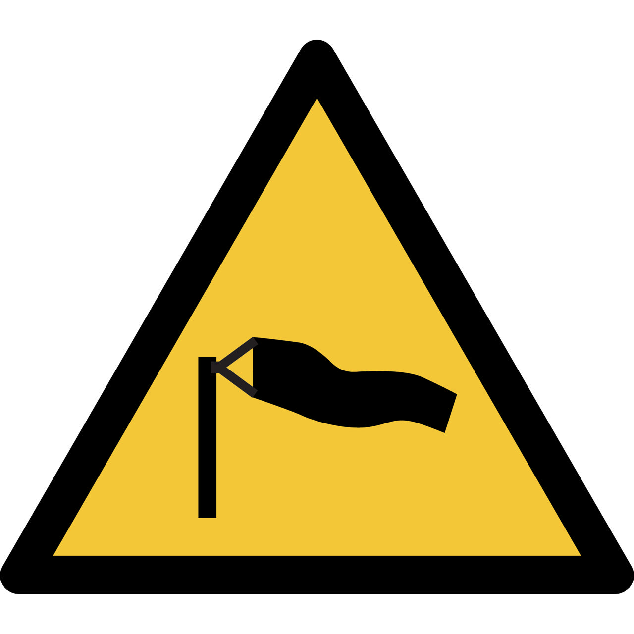 Pictogram bordje Waarschuwing: stevige wind, 150 x 133 mm