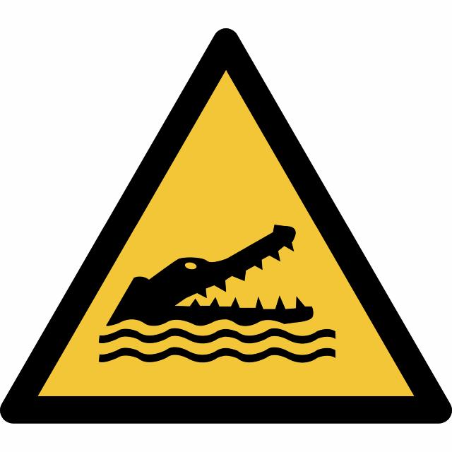 Pictogram bordje Waarschuwing: krokodillen, 200 x 176 mm