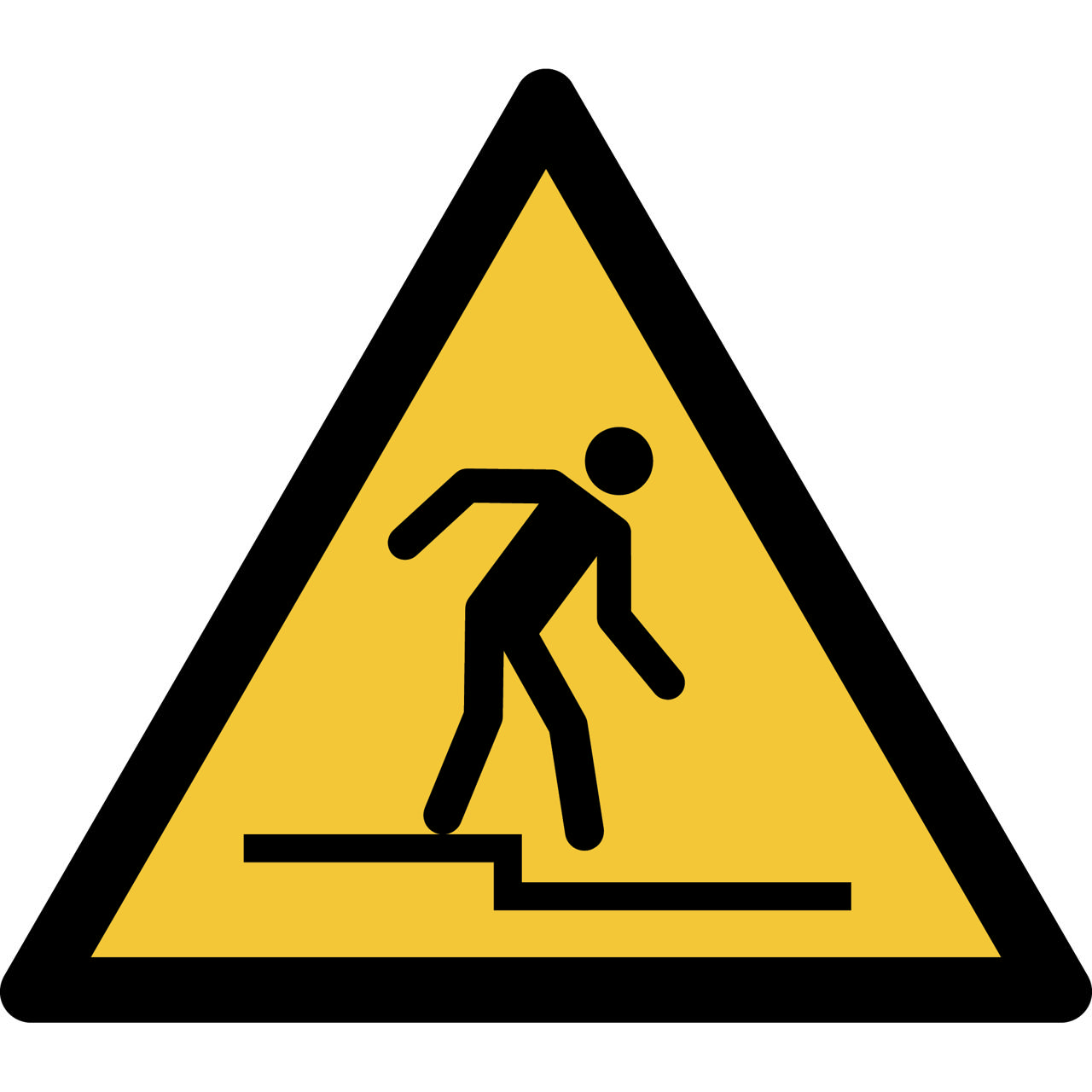 Pictogram bordje Waarschuwing: afstapje, 150 x 133 mm