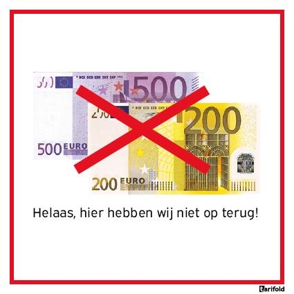 Pictogram Wij nemen geen 200/500 aan, 150mm