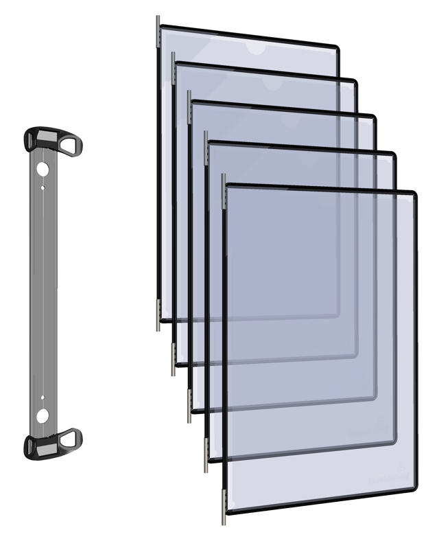 Tarifold Pro wand zichtpanelensysteem, A4, 5 Easy Load PP zichtpanelen