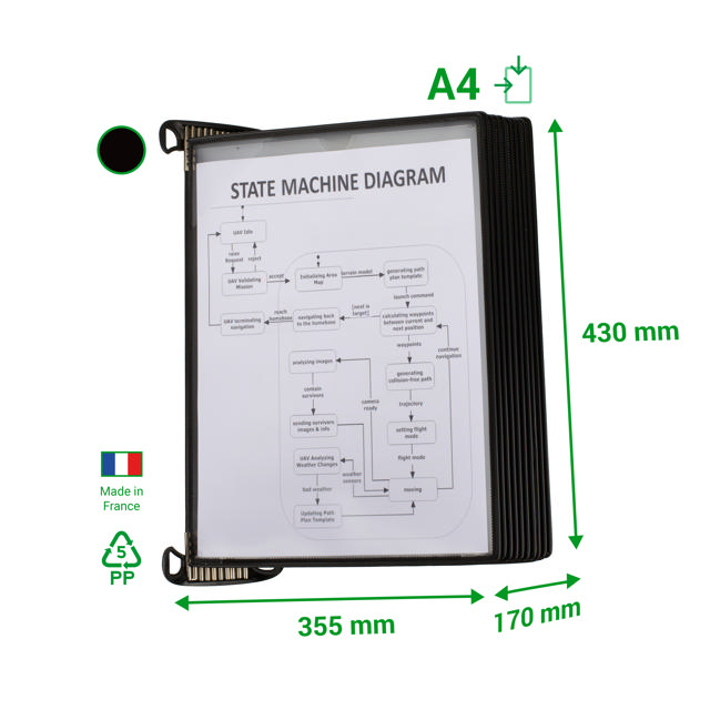 Tarifold Pro wand zichtpanelensysteem, A4, 10 Easy Load PP zichtpanelen