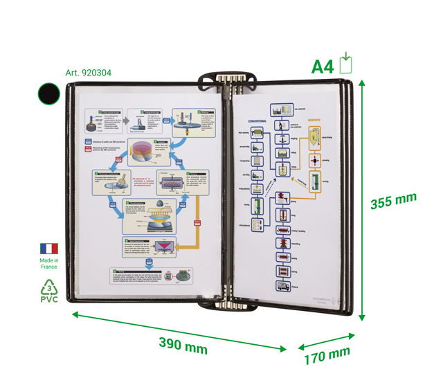 Tarifold Pro wand zichtpanelensysteem, A4, 5 zichtpanelen