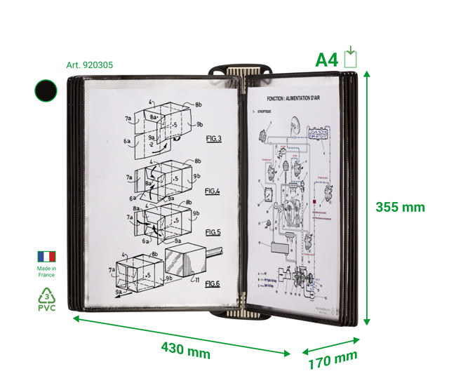 Tarifold Pro wand zichtpanelensysteem, A4, 10 zichtpanelen