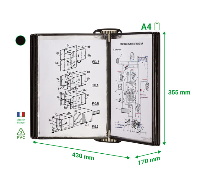 Tarifold Pro wand zichtpanelensysteem, A4, 10 zichtpanelen