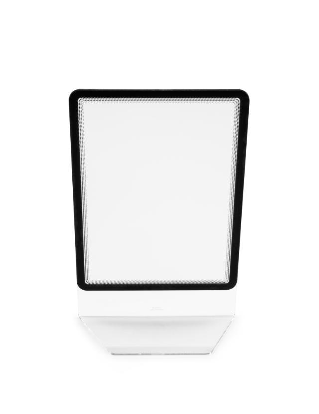 Acryl L-standaard med A4 Magneto display frame, staand/liggend