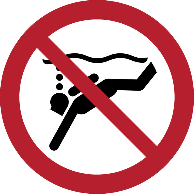 Pictogram bordje Verboden diepwater te duiken