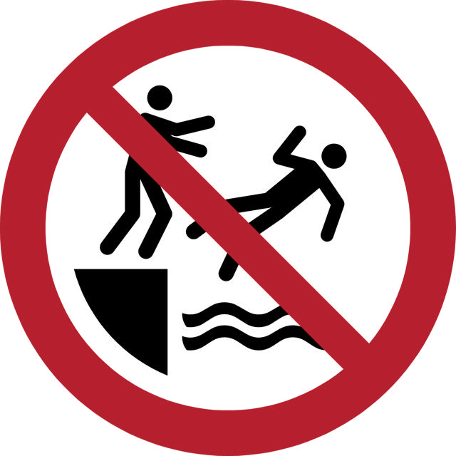 Pictogram bordje Verboden in water duwen