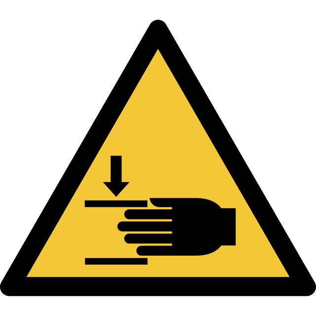 Pictogram bordje Waarschuwing: klemgevaar voor handen