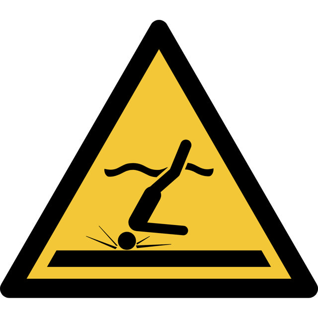 Pictogram bordje Waarschuwing: ondiep water